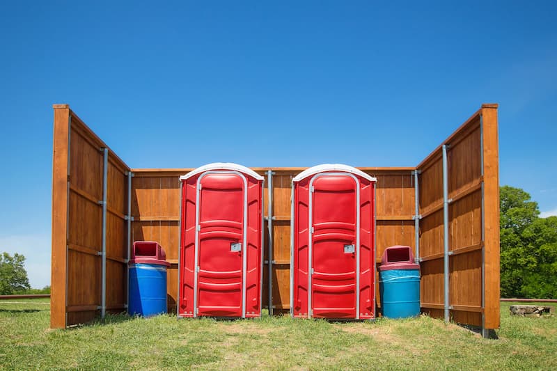 Short-term porta potty units staged for delivery in Bartlesville, Oklahoma